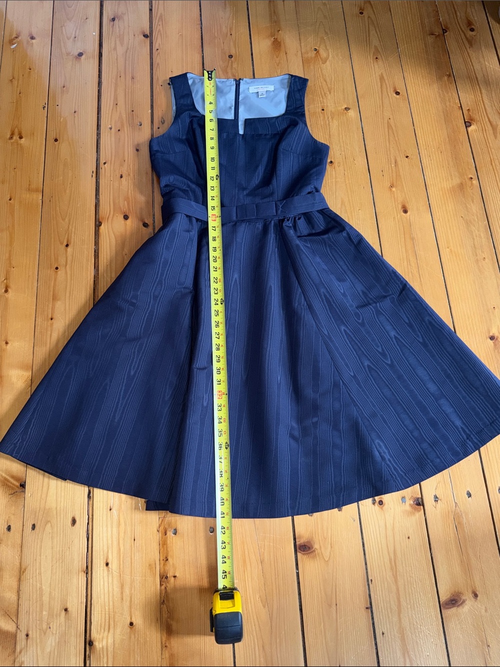 Isaac Mizrahi Navy Textured Fit-and-Flare Midi Dress with Belt - Picture 6 of 7